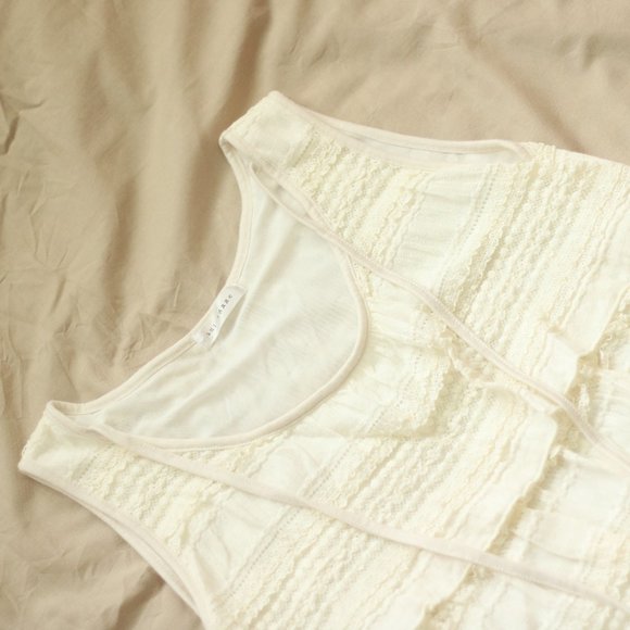 EUC Japanese Ivory Sleeveless Lace Blouse - Picture 2 of 8